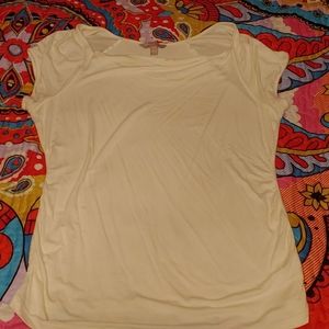 Cream color ruched side tee